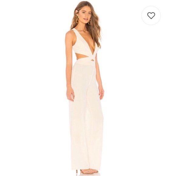 NBD x Naven revolve Ivory Jumpsuit size large cutout wide leg new NWT - Picture 3 of 16